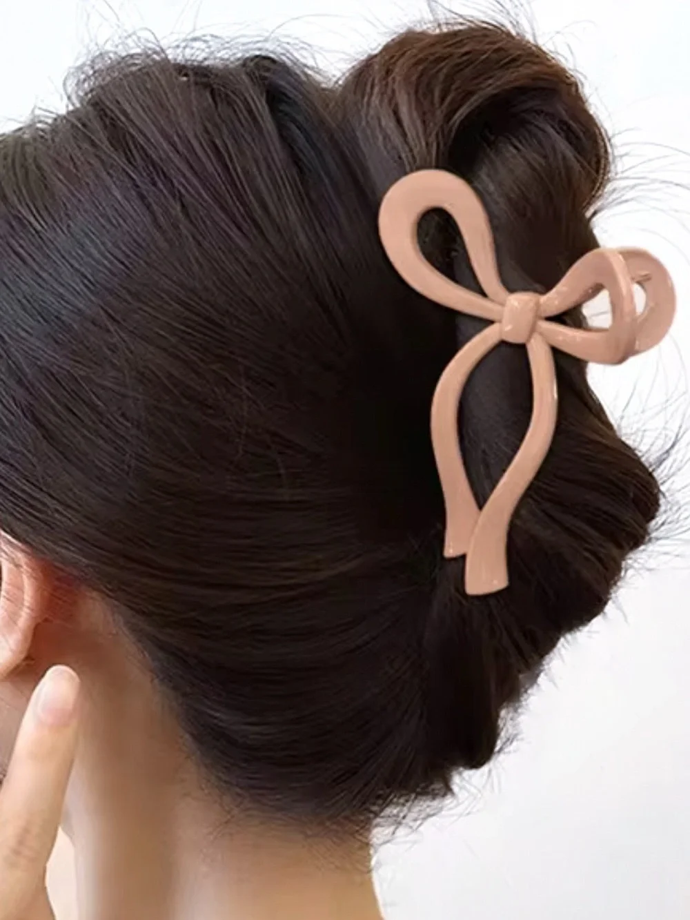 Stylish Bow Hair Clip for Women Plastic unique tan color Hairstyle Ponytail Bun